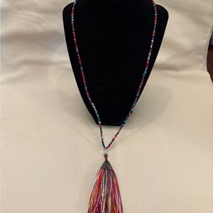 Multicolor Beaded Necklace with Tassel